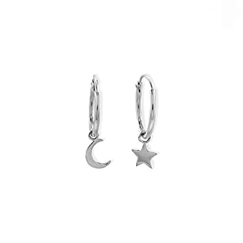 【中古】【輸入品・未使用】Boma Jewelry スターリングシルバー ムーン&スター エンドレスフープピアス｜スカイマーケットプラス