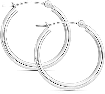 【中古】【輸入品・未使用】14K ゴールド 2mm チューブ 光沢 ラウンド フープ イヤリング、18mm (直径0.7インチ)