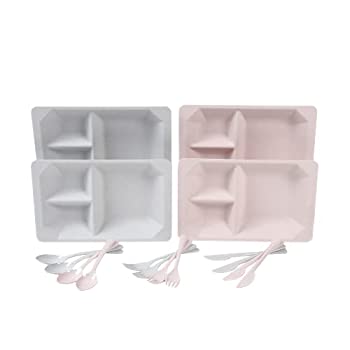 【中古】【インポート品・未当て嵌める】rebirth(逆さま) 食器仕掛ける 可塑性物質製 4人用 【皿・御匙・民族音楽・九寸五分】 アウトドア 身寄り 食洗器相応う 再利用 エコ