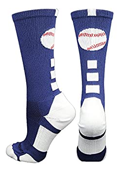 【中古】【インポート品・未当て嵌める】MadSportsStuff ベイスボールロゴタイプ アスレチッククルーソックス 複数形色 M 青色