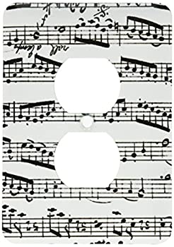 【中古】【輸入品・未使用】3drose LSP _ 179702?_ 6音楽ノートパターンブラックandホワイトピアノシートMusical表記ライトスイッチカバー