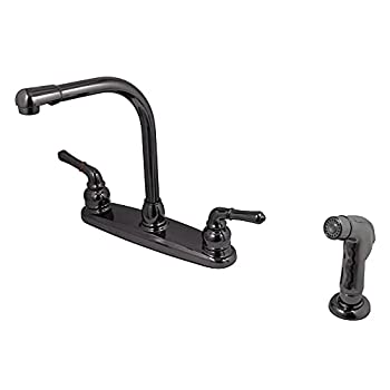 【中古】【インポート品・未当てはめる】Kingston Brass NB750SP Water Onyx 8-Inch Centerset Kitchen Faucet With Lever Handle And Matching Side Sprayer%ｶﾝﾏ% Black Nickel by King