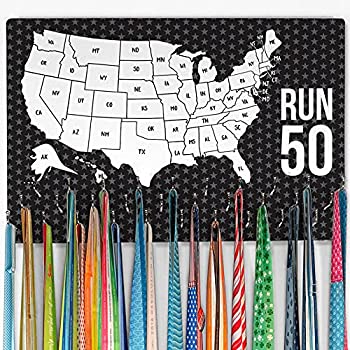 【中古】【輸入品・未使用】Gone For a Run Hooked On メダルハンガー&アワードディスプレイ | アメリカの州の地図で走るカラー