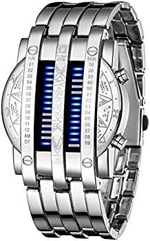 【中古】【輸入品・未使用】Binary Matrix ブルーLEDデジタル腕時計 メンズ クラシック クリエイティブ ファッション ブラックメッキ ブラックレッド｜スカイマーケットプラス