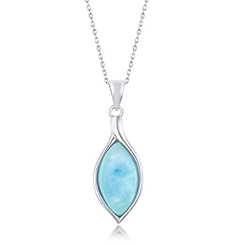 【中古】【輸入品・未使用】Beaux Bijoux スターリングシルバー ラリマーブルーネックレス レディース 天然ラリマージュエリー 美しいブルーラリマーストーン ラリマーネッ