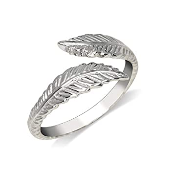 【中古】【輸入品・未使用】JewelryWeb ソリッド925スターリングシルバー テクスチャ加工 フェザーバイパス 調節可能なトーリング (8mm×15mm)