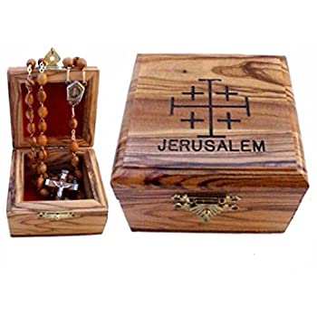 【中古】【輸入品・未使用】Holy Land Market 　初めての聖餐ボックス - ロザリオボックス - ベツレヘムオリーブウッド ブラック JerCrossBoxWithRosary