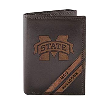 【中古】【輸入品・未使用】NCAA Mississippi State Bulldogs Zep-Pro Pull-Up Leather Trifold Embossed Wallet%ｶﾝﾏ% Brown