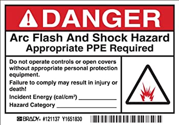 【中古】【輸入品・未使用】Brady 121137 Vinyl Film 3.5 x 5 Arc Flash & Shock Labels (Danger%カンマ% Pictogram) %カンマ% Black/Red/White On White%カンマ% 3.5 Height x 5%カンマ|スカイマーケットプラス
