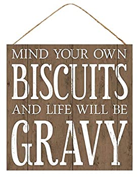 【中古】【輸入品・未使用】Craig Bachman Mind Your Biscuits Life Will Be Gravy サザン木製ファームハウスサイン（25.4cm×25.4cm）
