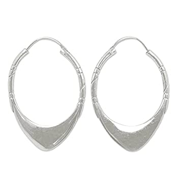 【中古】【輸入品・未使用】NOVICA .925スターリングシルバー エンドレスオーバルフープイヤリング シルバーブーメラン