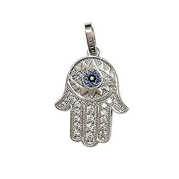 【中古】【輸入品・未使用】Tisoro スターリングシルバー CZ ハムサの手 ペンダント - 邪視の保護 - (ブルー キュービックジルコ