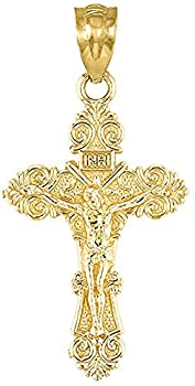 【中古】【インポート品・未当て嵌める】14K ゴールド フローラル INRI はりつけ台シャンデリヤ引きつける - 金属元素の選りわける%ｶﾝﾏ% 金属元素
