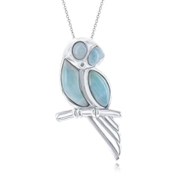 【中古】【輸入品・未使用】スターリングシルバー高ポーランドLarimar Owl on a branch 18?%ﾀﾞﾌﾞﾙｸｫｰﾃ%ペンダントネックレス