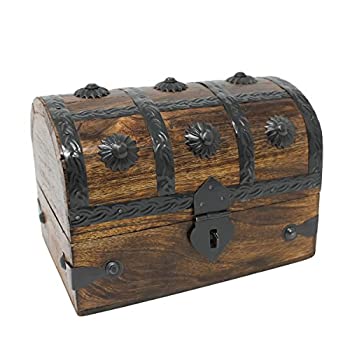 【中古】【輸入品・未使用】Nautical Cove 木製トレジャーチェスト ジュエリーボックス&nbsp;おもちゃの宝箱 L ブラウン IO-SH23353-Large