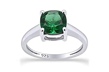 【中古】【インポート品・未当て嵌める】座布団とり捨てる模擬されたグリーンエメラルドソリティアリング14?K Gold overスターリングしろがね色( 2カラット)