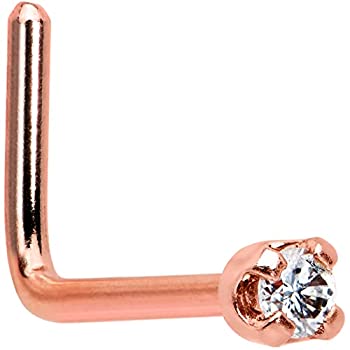 【中古】【輸入品・未使用】20ゲージ 1/4インチ 曲げ14K ローズゴールド 1.5mm ダイヤモンド (0.015 cttw) L字型ノーズリング｜スカイマーケットプラス