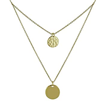 【中古】【輸入品・未使用】Les Poulettes Jewels - 金メッキネックレス ダブルチェーン スムーズで打ち出しラウンドメダル