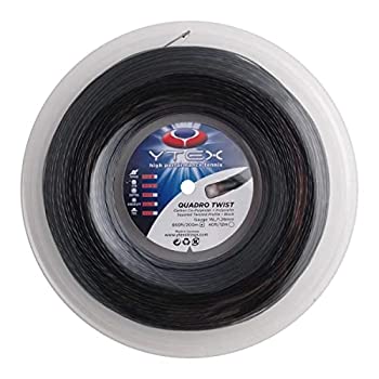 【中古】【インポート品・未当て嵌める】YTEX(ワイテックス) クワドロツイスト 1.26粍 200M渦状文 硬式庭球 ポリエステルガット (19y6m) / 黒いこと /