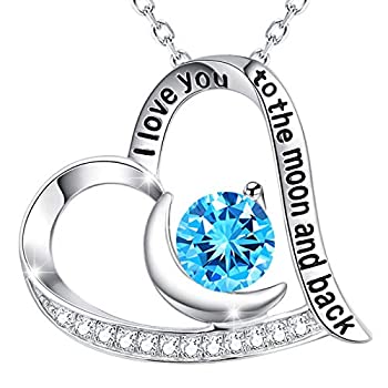 【中古】【輸入品・未使用】女性への誕生日プレゼント I Love You to the Moon and Back ネックレス 10月の誕生石 S925スターリングシルバー 100言語 ピンクトルマリンブル