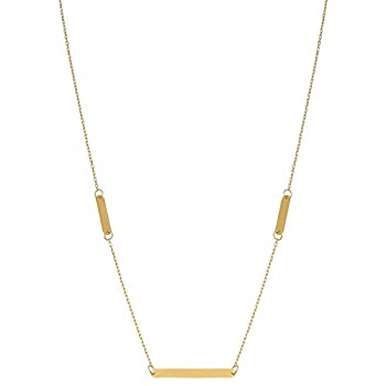 【中古】【輸入品・未使用】Kooljewelry 14Kイエローゴールド バーステーション 長さ調節可能 ネックレス（17インチまたは18インチに調整可能）