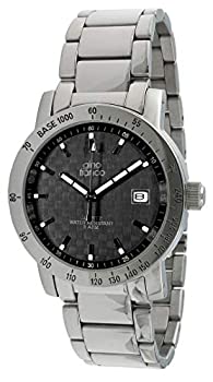 【中古】【インポート品・未当て嵌める】Gino Franco メンズラウンドステンレススチールブレスレットウォッチ 黒いこと