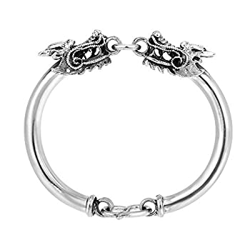 【中古】【輸入品・未使用】AeraVida ツイン ドラゴン タイ ヤオ ヒル 部族 ファインシルバー バングル ブレスレット