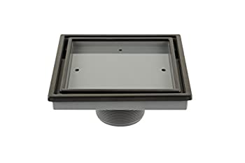 【中古】【輸入品・未使用】qm tile-inセンター/正方形シャワーDrain %ｶﾝﾏ%ステンレススチールMarine 316フレーム+ ABS、Lagosシリーズベールライン、キット内容:ヘアStrain