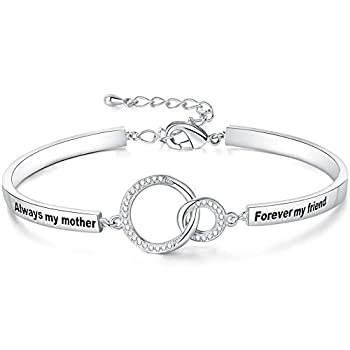 【中古】【輸入品・未使用】Ado Glo クリスマスブレスレットギフト Always My Daughter/Mother/Sister Forever My Friend インターロッキング サークルバングル ホワイトゴ