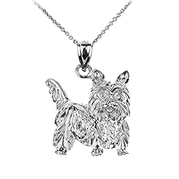 【中古】【輸入品・未使用】Polished 925スターリングシルバーヨークシャー・テリア犬チャームペンダントネックレス シルバー