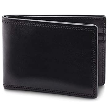 【中古】【インポート品・未当て嵌める】Bosca古くさいなめし革スモール二つ折り札入れDolce 色合い: 黒いこと 財布・ケース-バッグ・小物・ブランド雑貨-メンズ財布