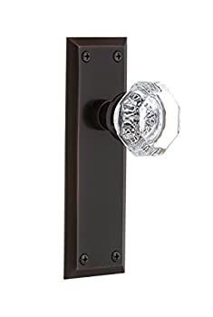 【中古】【輸入品・未使用】Nostalgic Warehouse New York プレート ウォルドーフクリスタルノブ付き ダブルダミー 流行に左右されないブロンズ