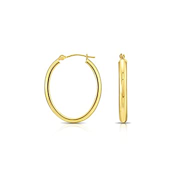 【中古】【輸入品・未使用】14K ゴールド オーバル フープ イヤリング 1インチ%ｶﾝﾏ% イエローゴールド