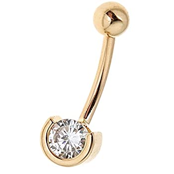 【中古】【インポート品・未当て嵌める】Ritastephens 14k 写実的ゴールド CZ 星食 木ノ実名取り草 お臍輪っか 14ゲージ (黄色または白いこと)