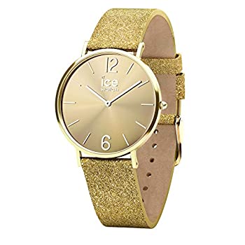 【中古】【輸入品・未使用】Ice-Watch City 015081 レディース 腕時計 キラキラ ゴールド スパンコール レザーストラップ 32mm