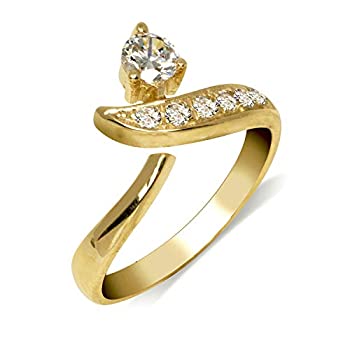 【中古】【インポート品・未当てはめる】JewelryWeb 益荒男10K 黄色または白いことゴールド 合わせる能力のある 今めかしい 環状道路 キュービックジルコニア トゥー輪っか (8mmx15粍) 白いこと