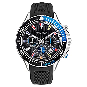 【中古】【インポート品・未当て嵌める】Nautica Men\u0027s Pier 27 NAPP25F09 Black Silicone Quartz Fashion Watch