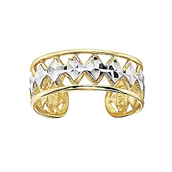 【中古】【インポート品・未当て嵌める】14k Solid Yellow White Gold Toe Ring Body Art Adjustable