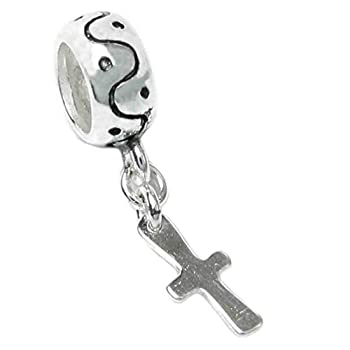 【中古】【輸入品・未使用】(Dangle Cross) - Cross Charm 925 Sterling Silver Bead Fits Pandora Charms｜スカイマーケットプラス