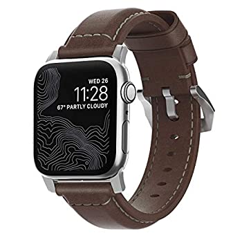 【中古】【輸入品・未使用】Nomad トラディショナルストラップ Apple Watch 44mm/42mm用 素朴なブラウンホーウィーンレザー シルバーハードウェア