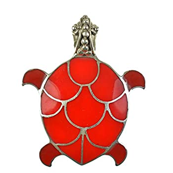 【中古】【輸入品・未使用】925アンティークスターリングシルバー レッドコーラルインレー ウミガメ ブローチへの変換ペンダント (ピン)
