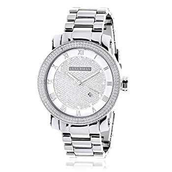 【中古】【インポート品・未当て嵌める】Luxurman Mens Diamond Watch 0.12コンピュータ断層撮影法