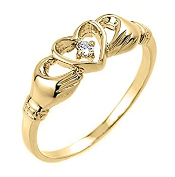 【中古】【輸入品・未使用】高光沢 14K イエローゴールド ダイヤモンド ソリティア クラダリング｜スカイマーケットプラス 103,768円