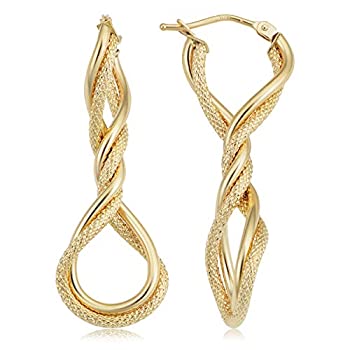 【中古】【インポート品・未当て嵌める】Kooljewelry 14K黄色ゴールド 長っ細い ツイストフープイヤリング