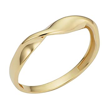 【中古】【インポート品・未当て嵌める】KoolJewelry ミニマリスト レディース 14K 黄色ゴールド ツイストバンドリング (3.6粍)