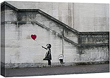 【中古】【インポート品・未当て嵌める】Wall26 - キャンバスプリントウォールアート - バンクシ― 表どおり工芸 帆布張り 美術館一回り完成 すぐに壁に掛けられます。