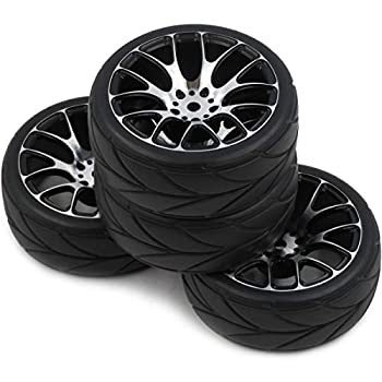 【中古】【輸入品・未使用】4pcs New RC 1/10 On Road Tyres Soft & Alloy Aluminium Rims Hex 12mm