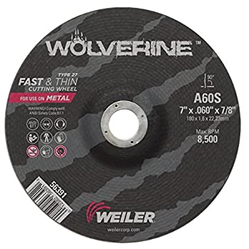 【中古】【輸入品・未使用】Weiler 56391 7 x 0.060 Wolverine Type 27 Thin Thin Cutting Wheel%カンマ% A60S%カンマ% 7/8 A.H. (Pack of 25) by Weiler画像