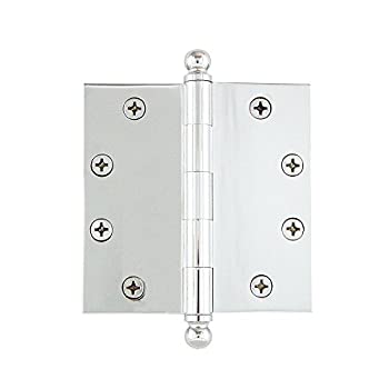 【中古】【輸入品・未使用】Grandeur Hardware 809025 4.5インチ ボールチップ 高耐久 ヒンジ、四角コーナー付き、4.5インチ x 4.5インチ、ブライトクローム
