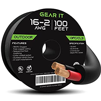 【中古】【輸入品・未使用】GearIT Proシリーズの屋外直接埋設スピーカーワイヤー（16AWG）、16ゲージの無酸素銅ケーブル（30.48m）、UL CL3の評価（屋外埋設および壁埋め込